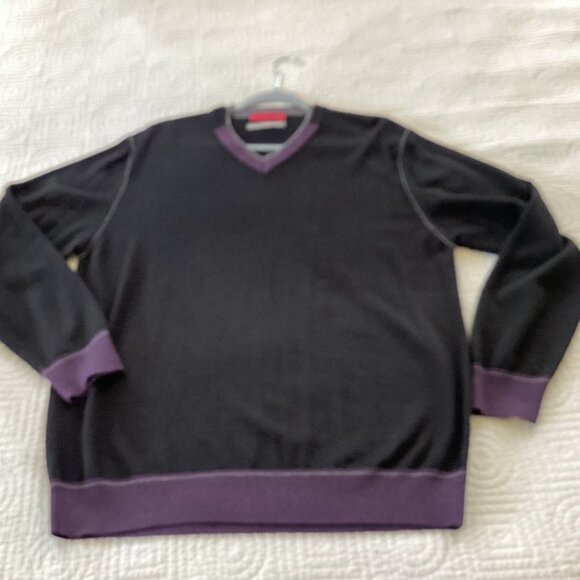 Luchiano Visconti gray purple sweater mens Large Italian merino Wool - Picture 7 of 9
